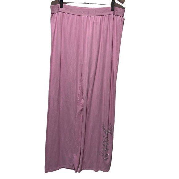 Juicy Couture Pink Rhinestone Wide Leg Pull On Pants Size Large - Picture 4 of 12